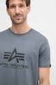 Βαμβακερό μπλουζάκι Alpha Industries γκρί 100501.412