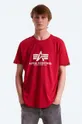 červená Bavlnené tričko Alpha Industries Pánsky