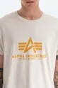 beżowy Alpha Industries t-shirt bawełniany