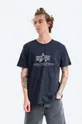 granatowy Alpha Industries t-shirt bawełniany Męski