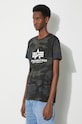 Bavlnené tričko Alpha Industries Basic T-Shirt Camo čierna 100501C.125