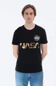 negru Alpha Industries tricou din bumbac NASA Reflective T De bărbați