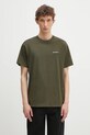 Бавовняна футболка Carhartt WIP S/S Script Embroidery T-Shirt гладкий зелений I030435.2QHXX