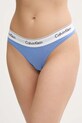 Calvin Klein Underwear stringi dzianina niebieski 0000F3786E