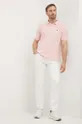 Βαμβακερό μπλουζάκι πόλο Lacoste ροζ