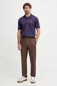 Βαμβακερό μπλουζάκι πόλο Lacoste L1212 μωβ AW25