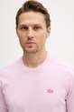 Lacoste T-shirt męski bawełniany różowy TH7618