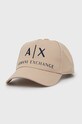 Хлопковая шапка Armani Exchange аппликация бежевый 954039.CC513