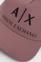 Βαμβακερό καπέλο Armani Exchange μωβ