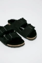 black Birkenstock slippers Arizona Fur