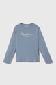 Detské tričko s dlhým rukávom Pepe Jeans s elastanom modrá PG501364