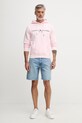 Tommy Hilfiger Μπλούζα με κουκούλα ανδρική με βαμβάκι MW0MW11599 ροζ SS26