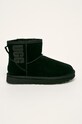 UGG - Śniegowce skórzane Classic Mini Ugg Rubber Logo brak zapięcia czarny 1108231