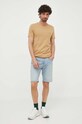Μπλουζάκι Tommy Hilfiger MW0MW10800 μπεζ SS25