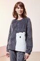 Etam - Bluza piżamowa OXFORD aplikacja szary 652317104