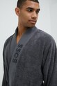 Памучен халат BOSS PLAIN.MEN сив