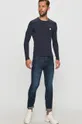 Guess Jeans - Tričko s dlhým rukávom tmavomodrá