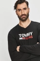 čierna Tommy Jeans - Tričko s dlhým rukávom