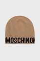Moschino czapka wełniana drobny wzór beżowy M2354.65233