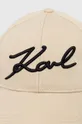 Karl Lagerfeld czapka z daszkiem bawełniana beżowy