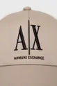 Βαμβακερό καπέλο του μπέιζμπολ Armani Exchange μπεζ