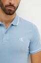 Тениска с яка Calvin Klein Jeans син J30J315603