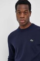 Lacoste pulover de bumbac bleumarin AH1985