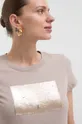 Armani Exchange t-shirt bawełniany beżowy