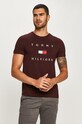 Tommy Hilfiger - T-shirt bordowy MW0MW14313