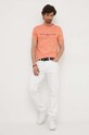 Βαμβακερό μπλουζάκι Tommy Hilfiger MW0MW11797 πορτοκαλί SS25