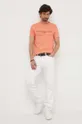 Bombažna kratka majica Tommy Hilfiger oranžna