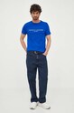 Βαμβακερό μπλουζάκι Tommy Hilfiger MW0MW11797 σκούρο μπλε SS25
