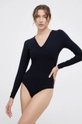 crna Spanx - Long sleeve majica za modeliranje SLEEVE V-NECK BODYSUIT Ženski