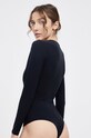 Oblečenie Tvarujúce body s dlhým rukávom Spanx SLEEVE V-NECK BODYSUIT 20291R čierna