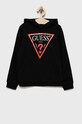 Детская хлопковая кофта Guess с капюшоном чёрный L92Q09.KAUG0