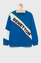 niebieski United Colors of Benetton Bluza bawełniana dziecięca Chłopięcy