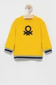 żółty United Colors of Benetton Bluza bawełniana dziecięca Chłopięcy