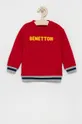 červená Detská bavlnená mikina United Colors of Benetton Chlapčenský