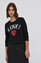 czarny Love Moschino Bluza bawełniana Damski