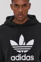 črna adidas Originals bombažni pulover