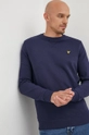 σκούρο μπλε Βαμβακερή μπλούζα Lyle & Scott Ανδρικά