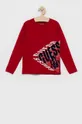 červená Detská bavlnená košeľa s dlhým rukávom Guess Chlapčenský