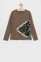 brązowy Guess Longsleeve bawełniany dziecięcy Chłopięcy