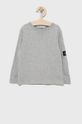svetlosivá Detská bavlnená košeľa s dlhým rukávom Calvin Klein Jeans Chlapčenský