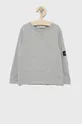 sivá Detská bavlnená košeľa s dlhým rukávom Calvin Klein Jeans Chlapčenský
