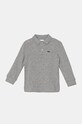 Lacoste longsleeve din bumbac pentru copii cu guler gri PJ8915