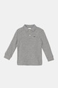 Lacoste longsleeve din bumbac pentru copii cu guler gri PJ8915