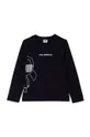 czarny Karl Lagerfeld Longsleeve bawełniany dziecięcy Z25306.162.174 Chłopięcy