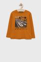 jantárová Detská bavlnená košeľa s dlhým rukávom United Colors of Benetton Chlapčenský