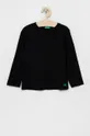 čierna Detská bavlnená košeľa s dlhým rukávom United Colors of Benetton Chlapčenský